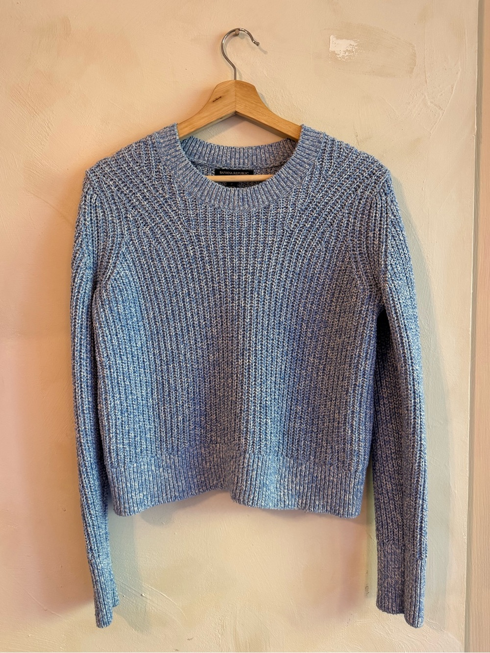 Banana Republic | Chunky Ribbed Sweater | Blue Marled Crewneck | S